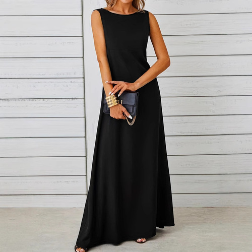 European and American Walmart Spring/Summer Sexy Chic High-Stretch Solid-Color Plus-Size Women's Dress