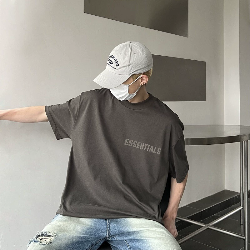 FOG FEAR OF GOD Double Line ESSENTIALS Ниша Модный бренд Американская мужская пара Свободная футболка с короткими рукавами