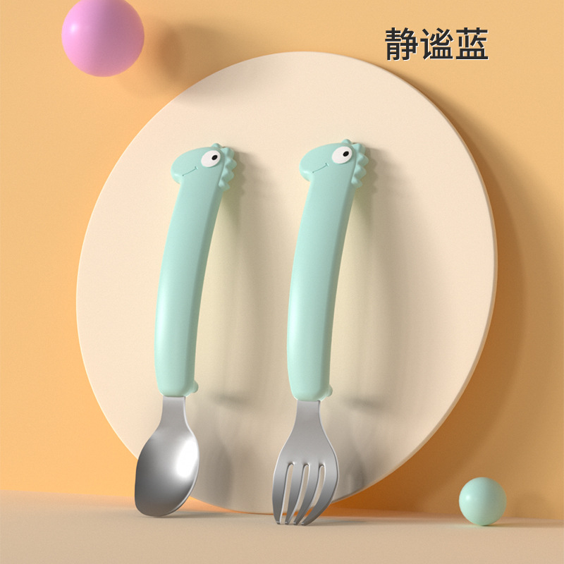 316 de acero inoxidable de dibujos animados de los niños vajilla cuchara de alimentación del hogar suplemento de alimentos para bebés vajilla cuchara Tenedor conjunto de dos piezas