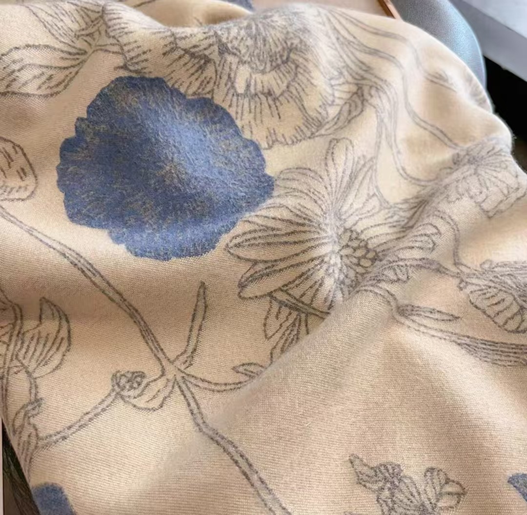 Kaschmirschal Für Damen Mit Pfingstrosenmuster Und Blumenprint_voghion.com