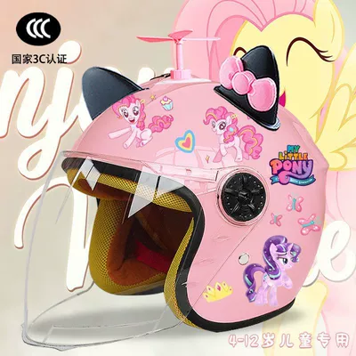 Motorcycle Autumn and Winter Helmet | Motosiklet kaskı (dəbilqə) - pink-half-helmet-random-windmill-black-and-pink-butterfly-childrens-3c-certification-pony-tzt