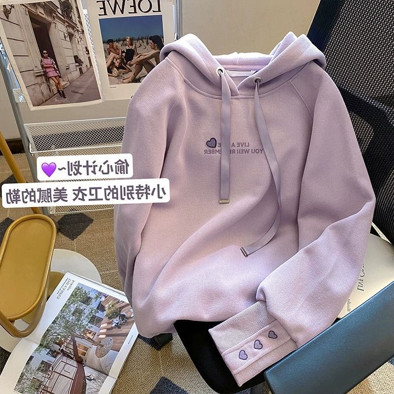 Outlets ~ discount remaining orders spring and autumn letter embroidered hooded sweater women's small loose all-match top Outlets ~ discount remaining orders spring and autumn letter embroidered hooded sweater women's small loose all-match top