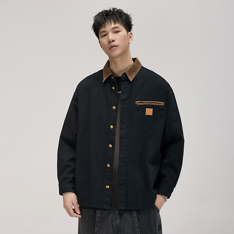 High-end American retro Carhartt hunting shirt jacket for men, new autumn model with contrasting color patchwork and turn-down collar work jacket High-end American retro Carhartt hunting shirt jacket for men, new autumn model with contrasting color patchwork and turn-down collar work jacket