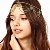 Retro trend hair accessory, turquoise ethnic universal headband with tassels, European style, boho style, ethnic style