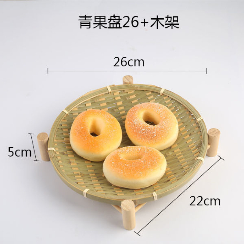手作りの竹の編み製品の小さい竹のかごの丸い棚は箕のホテルのレストランの間食の果物のお菓子の皿のマントーのかごを振りかけます。|undefined