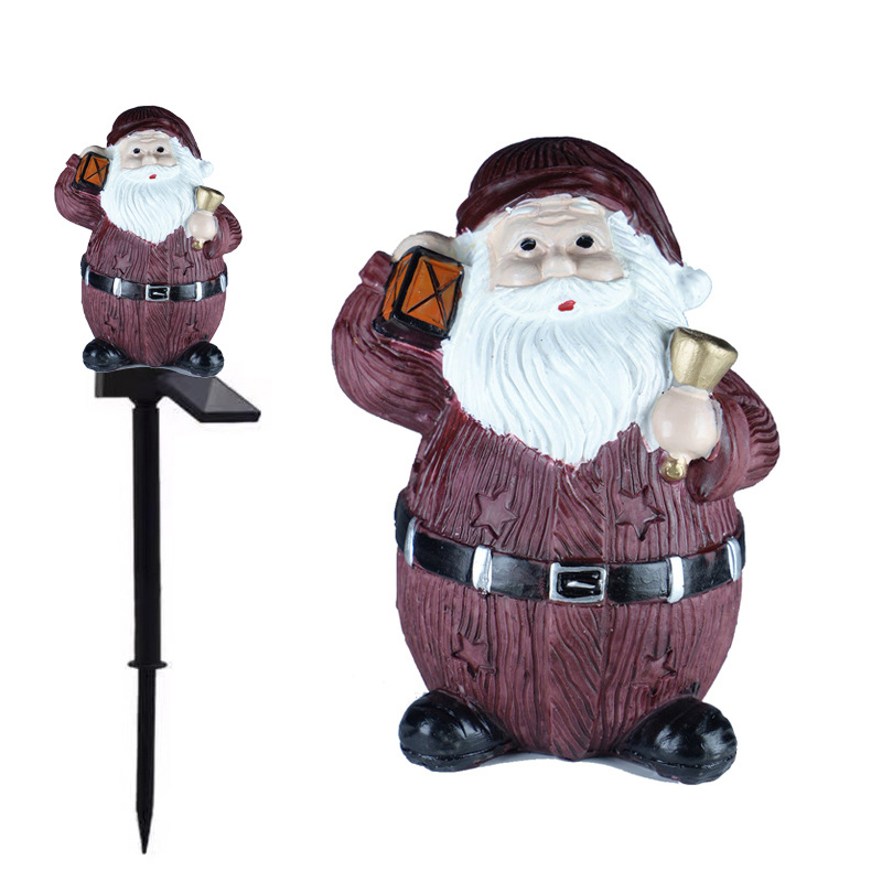 Nuevo solar Navidad muñeco de nieve enano resina césped jardín lámpara vacaciones jardín paisaje atmósfera lámpara