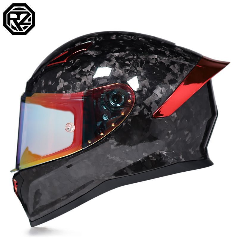 ORZ motocicleta de casco completo de fibra de carbono para hombres y mujeres