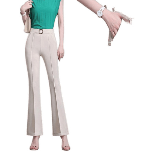 Women's Micro-Angle Suit Pants for Spring, Summer, and Autumn, High-Waisted, Slimming, Fitted, Versatile, Elastic, Drapey, Casual Micro-Angle Pants