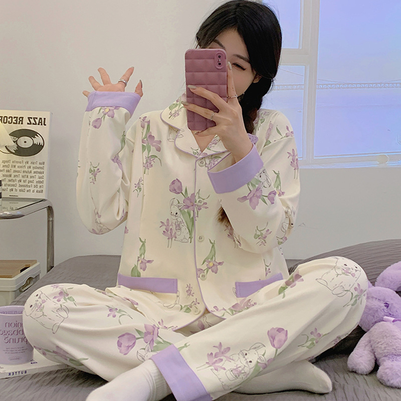 순면 A형 월간 의류 가을 · 겨울 산후간호 임산부 잠옷 봄 · 가을 모성 요양원 의류 세트