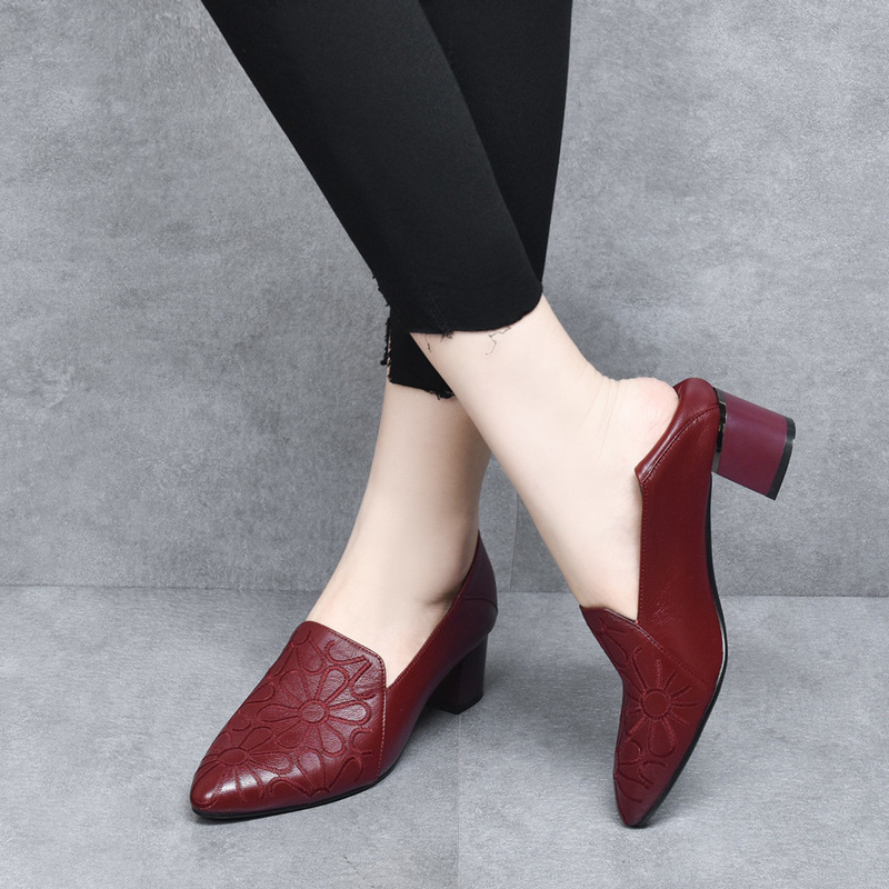 Đỏ rượu gót vừa 5cm