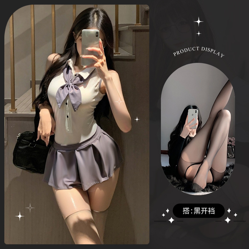 학생복 + 검정색 오픈 양말