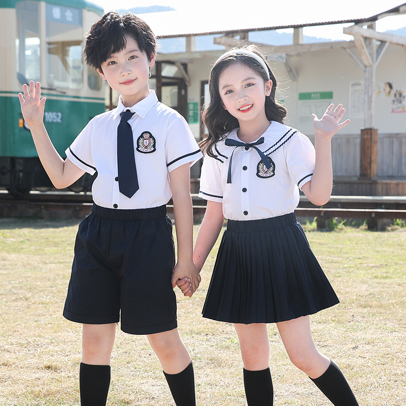新款幼兒園園服夏裝小學生班服套裝英倫兒童校服拍照服大班畢業服
