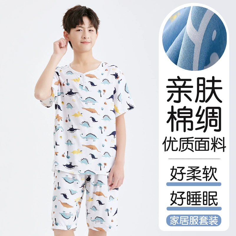 Летний подросток из хлопкового шелка пижамы из хлопкового шелка