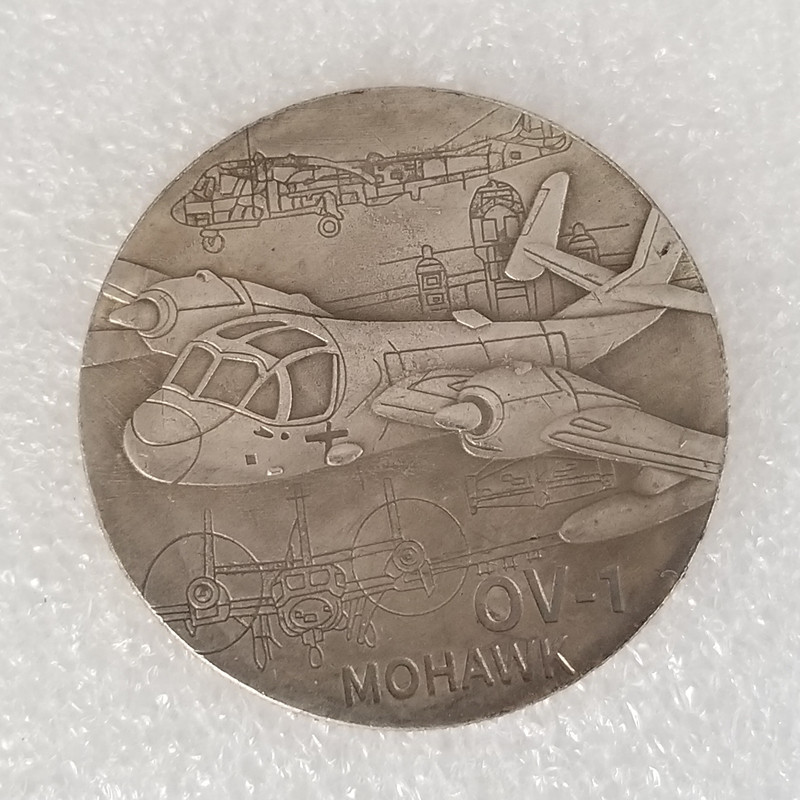 Antique-style craft OV-1 airplane brass silver-plated material silver dollar #7139