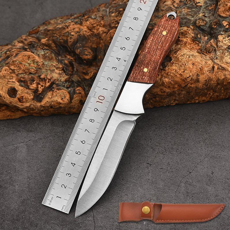 户外刀家用小刀  实木柄不锈钢水果刀便携多用途锋钢实用刀砍柴