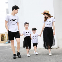 夏季亲子装裙子两件套短袖白色纱裙海边洋气母女短裤套装a类t恤
