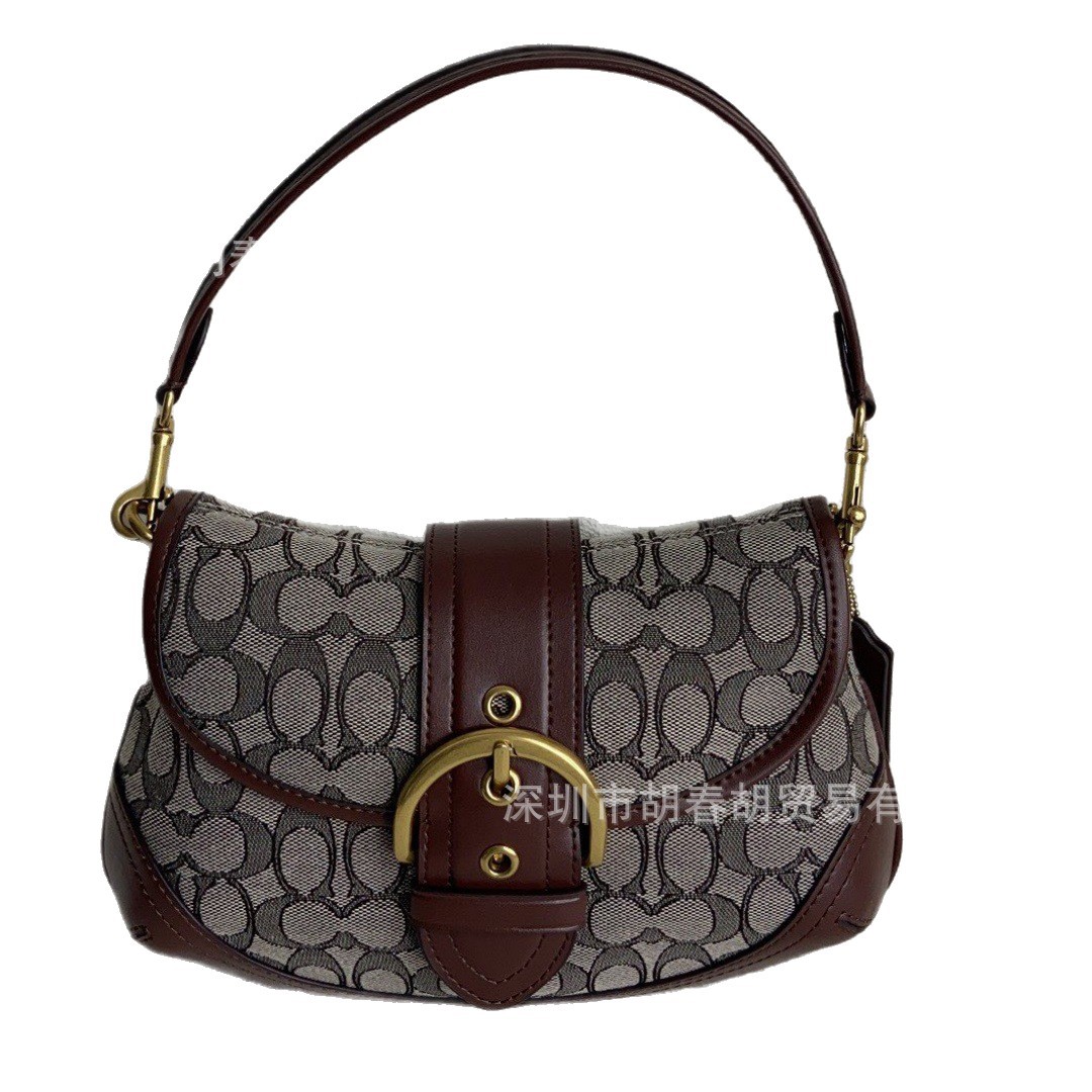 C-Brand New Soho Baguette Chain Bag Retro Pea Women's Bag Vintage Underarm Bag Hobo Bag Crossbody Saddle Bag - Thumbnail 5