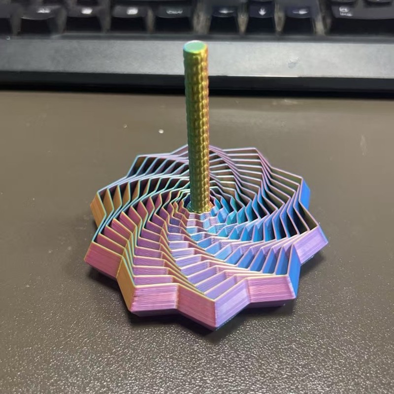 3d打印带手柄的十角边指尖解压玩具萝卜塔螺旋烦躁之十角星摆件|undefined