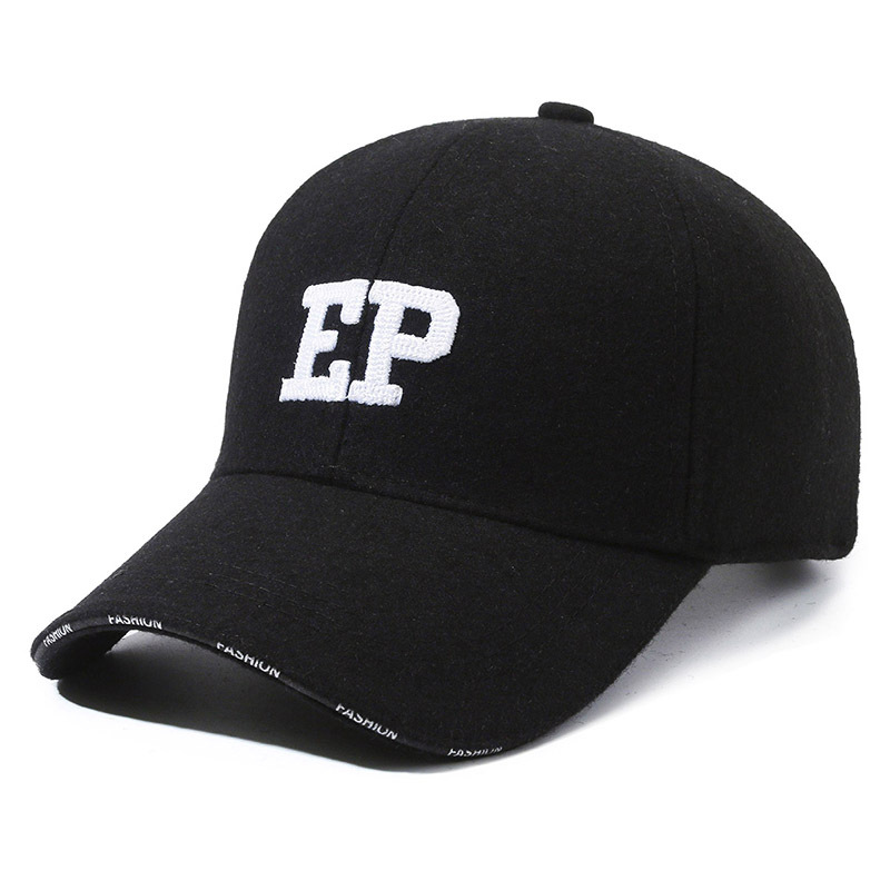 Autumn and Winter New Woolen Hat Men's Thickened Warm Baseball Hat Embroidered Letter Duck Tongue Hat Outdoor Cold_voghion.com