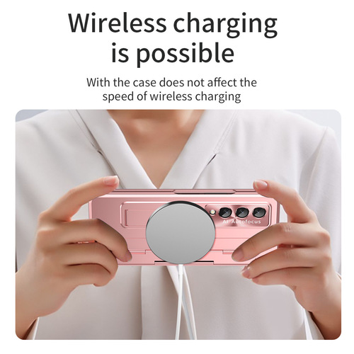 Suitable for Samsung Z fold5 mobile phone case flat hinge folding electroplated lens shell film integrated fold3 protective cover