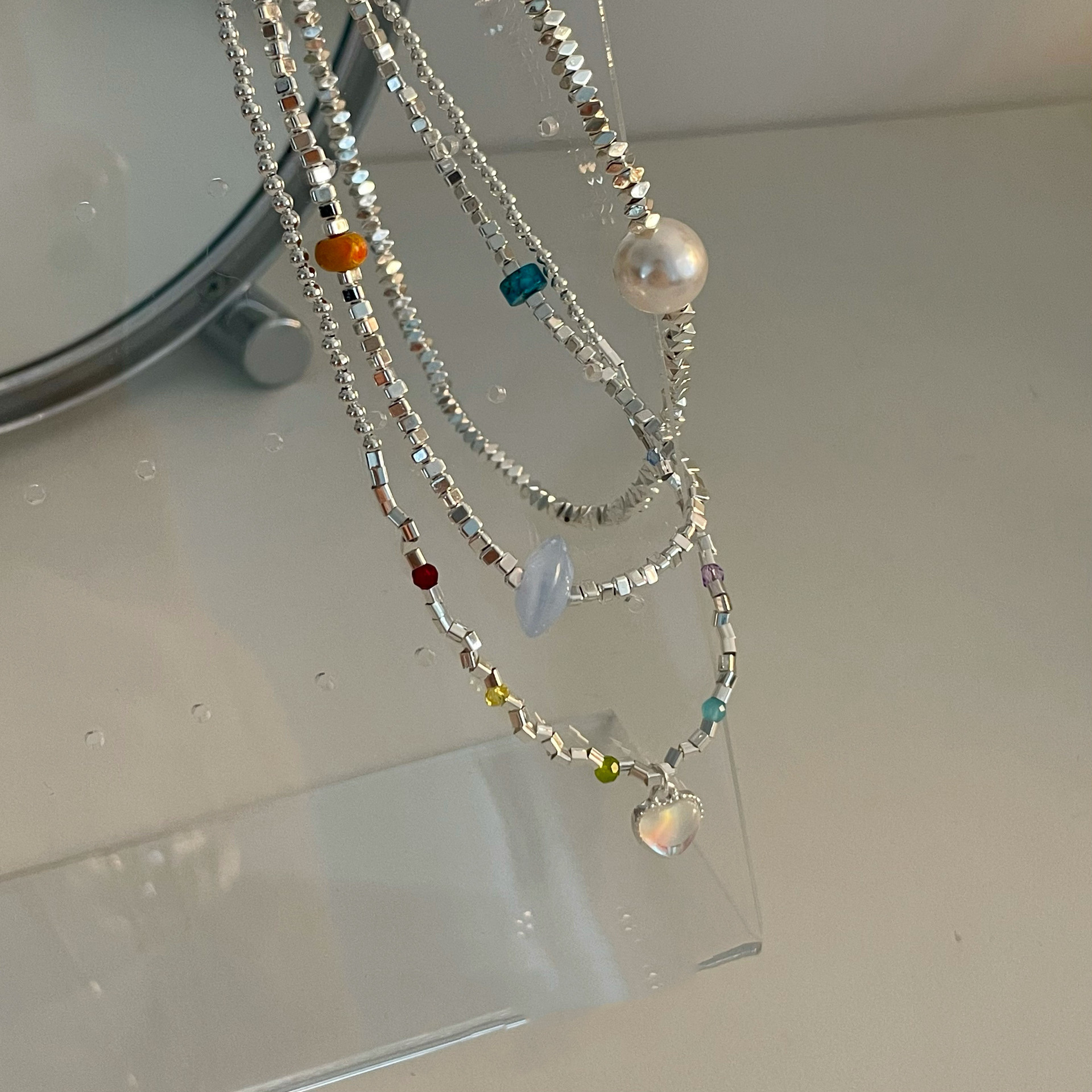 Fashion Heart Shape Alloy Beaded Plating Choker