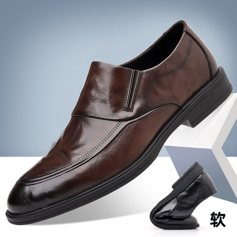 Cuero para hombre, ropa formal de negocios de alta gama, zapatos casuales, zapatos para hombres, cuero suave, fábrica de zapatos Lok Fu británicos, venta al por mayor