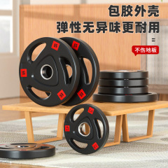 杠铃片包胶杠铃全套一整套举重杠铃组合套装手抓cpu杠铃片20公斤