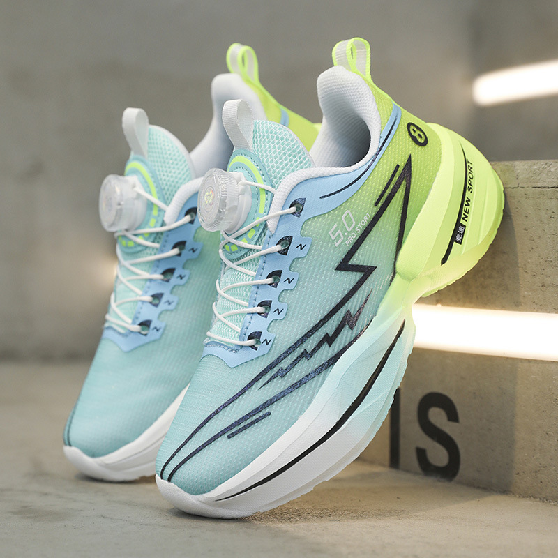 2025 primavera nueva educación física de los estudiantes de primaria zapatos para correr conejo rojo zapatos deportivos para niños botones de red de suela suave