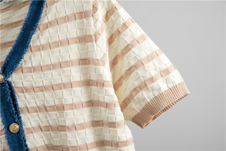 Elegant Stripe Knit Top With Wide-Leg Split-Hem Pants Set, Casual Chic Two-Piece Outfit For Women Versatile & Polished Design_ecoleips.com