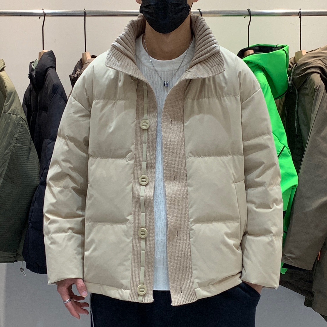 Winter knitted trend fashionable design keep warm down jacket with…