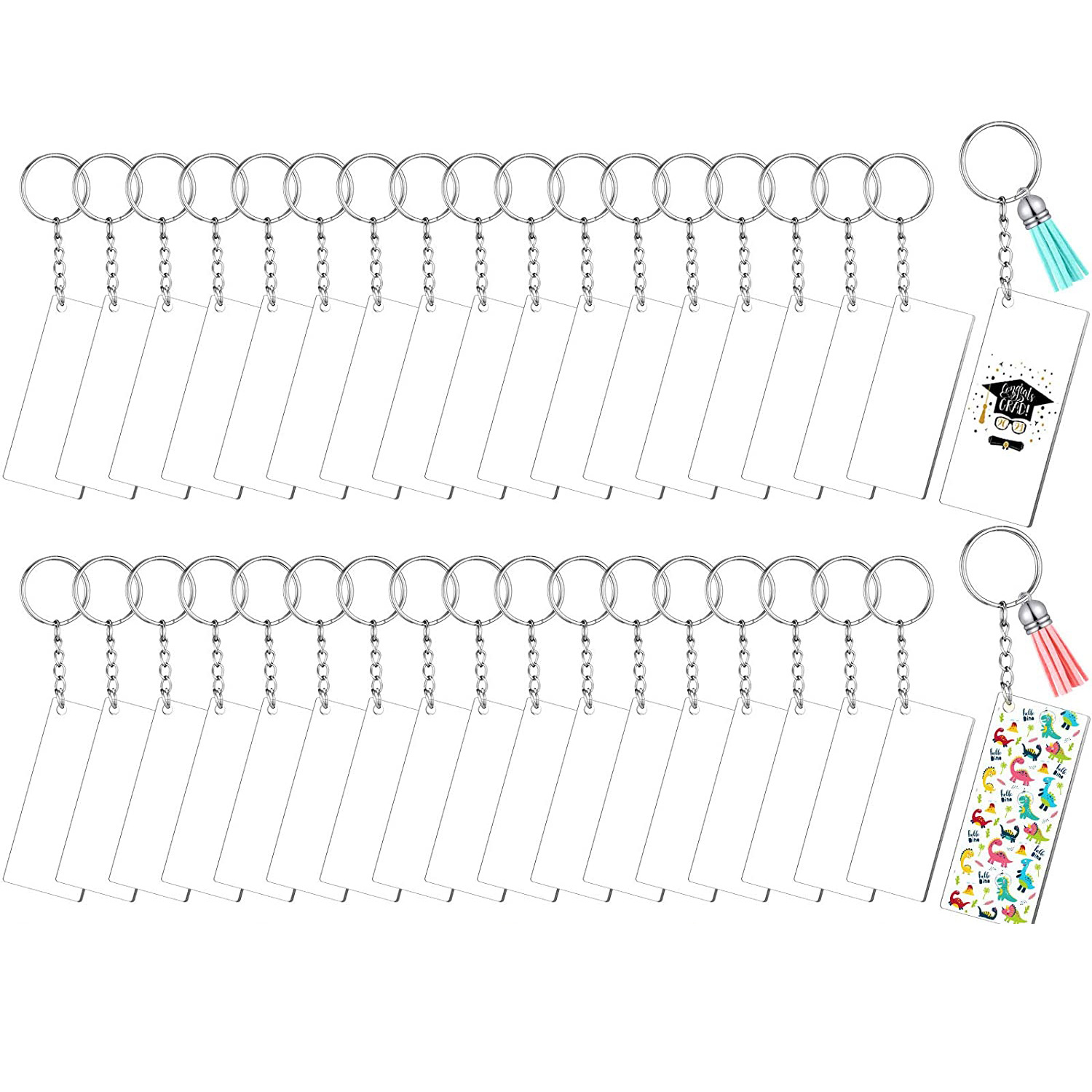 Creativo transfronterizo artesanías DIY multi-color borla colgante redondo acrílico llavero blanco colgante traje al por mayor