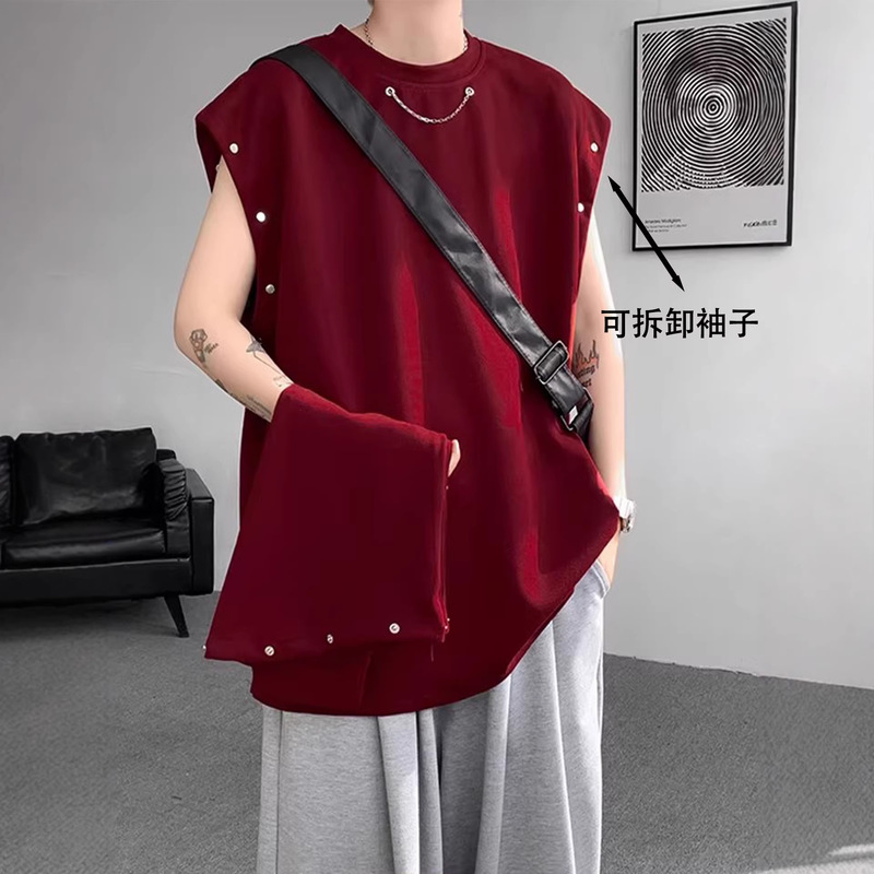 Nasa Spring and Summer New High-Street Long-Sleeve T-Shirt Sweatshirt for Men with a Premium Feel, Detachable Sleeves, Two-Way Wear Top and Vest