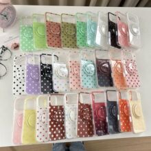 小清新波点适用iPhone17pro苹果16promax手机壳15p磁吸支架保护套