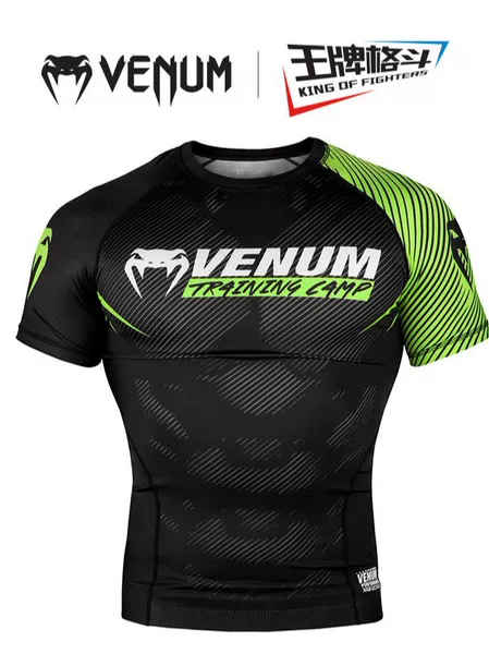 Venom Ufc Tight-Fitting Quick-Drying Short-Sleeved Mma Mixed Martial Arts Training Clothing Fighting and Sparring Breathable Sports Top