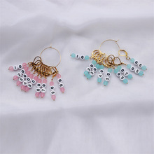 跨境亚马逊数字串珠记号扣彩色挂珠包包配件diy手工挂件钥匙扣爆