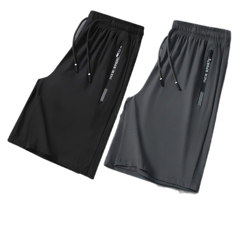 Camisas, menos ropa, pantalones cortos de seda de hielo, pantalones de cinco puntos casuales de secado rápido de gran tamaño para hombres, nueva tendencia