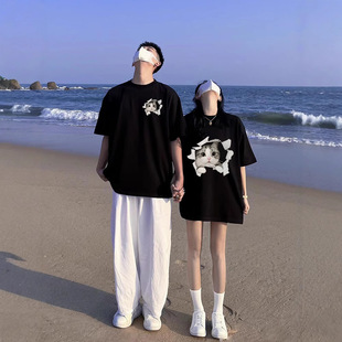 Summer Pure Cotton Short-Sleeved T-Shirt Couple Wear Lazy Style Loose Niche Design Tops for Men and Women Student Trendy Class Uniforms