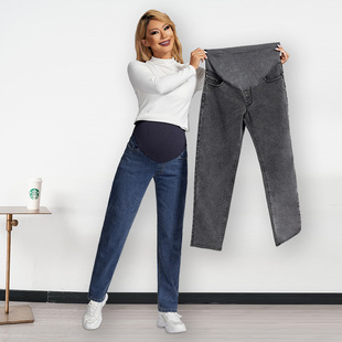 Fashionable Maternity Jeans Autumn and Winter Extended Elastic Anti-Falling Cross-Border Maternity Wear Dad Plus Size Pants Export Export