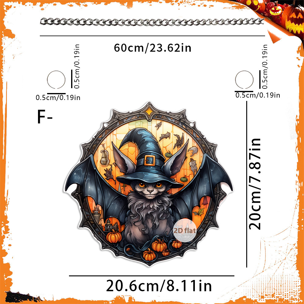 Decoración de Halloween transfronteriza cabeza de calabaza malvada 2D acrílico disco colgante ventanas de color porche colgante