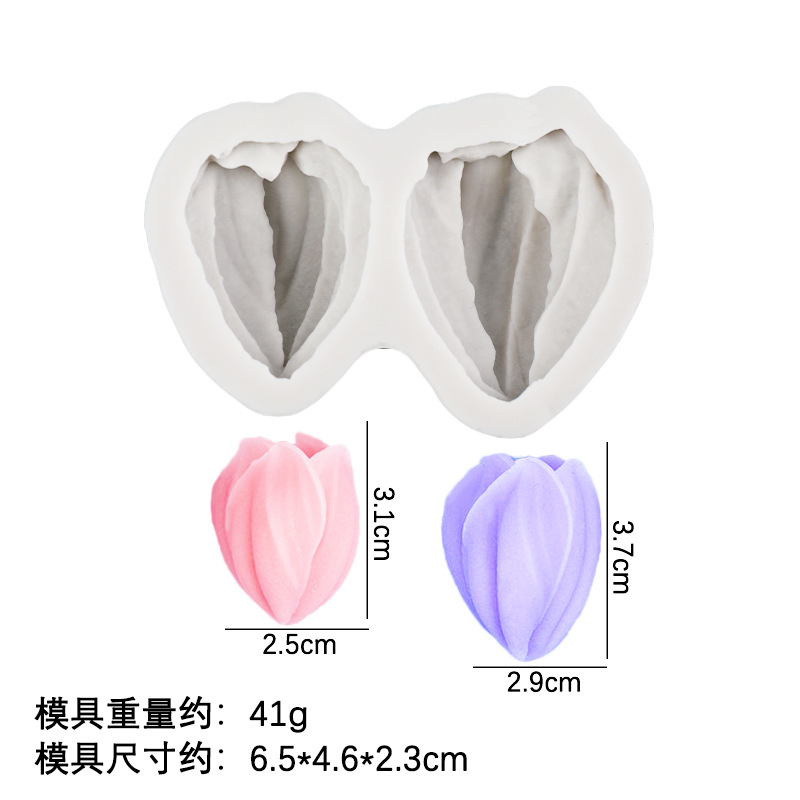 Raspador flor tulipán flor hoja molde de silicona pastel de bricolaje decoración chocolate horneado pétalos molde de hoja