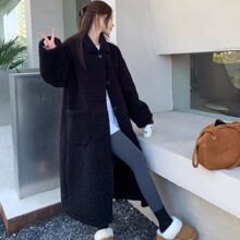 黑色羊羔绒外套2025仿皮毛一体新款加厚冬季保暖中长款毛毛大衣