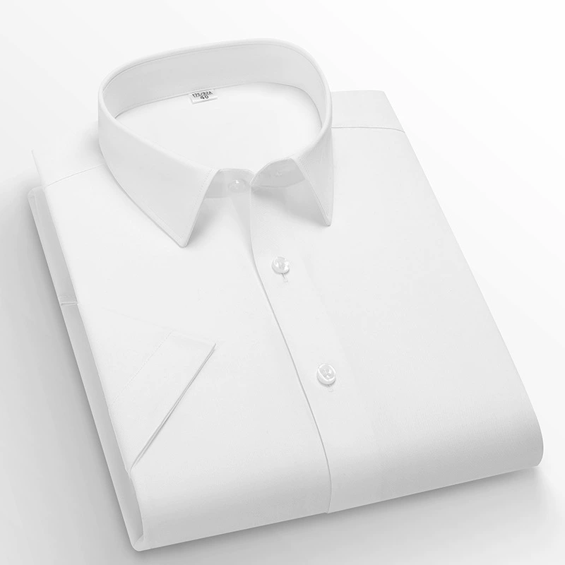 Новая летняя рубашка с короткими рукавами, повседневная деловая мужская рубашка, однотонная внутренняя рубашка с короткими рукавами из шелковицы, дышащая мужская рубашка без утюга