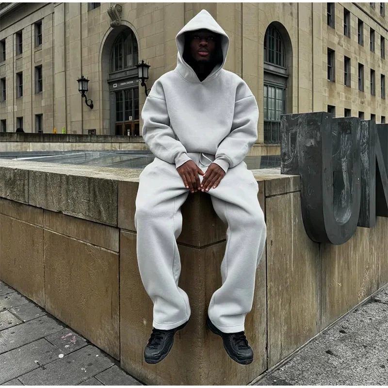 Трансграничный Kanke тот же бренд Tide Gaojie свободная бархатная чехла с капюшоном свободная веревка брюки для мужчин и женщин