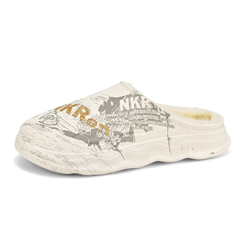 Męskie polarowe, zakryte palce, zimowe, zewnętrzne, lekkie, lekkie kapcie, które można prać w pralce, buty domowe_voghion.com