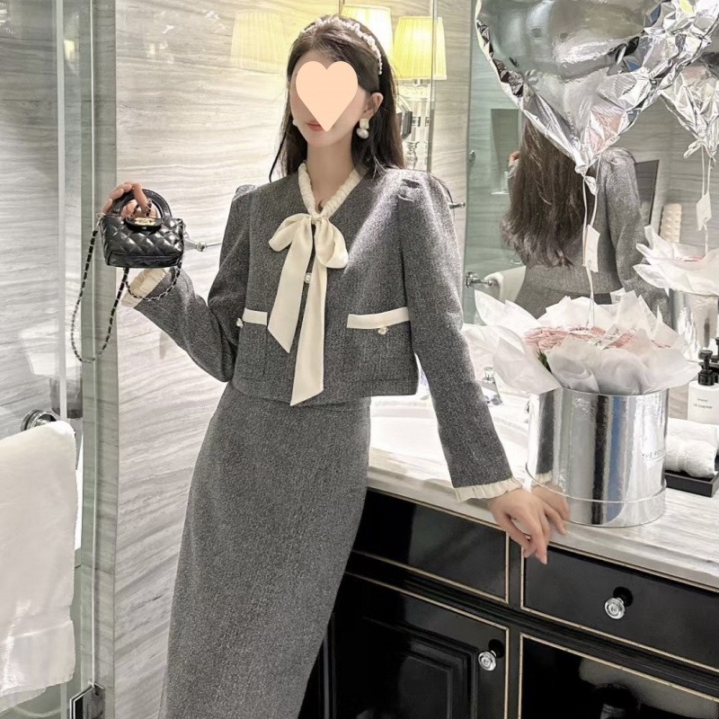 法式小香风套装裙女千金风高级感气质名媛半身裙二件套2025秋新款|undefined