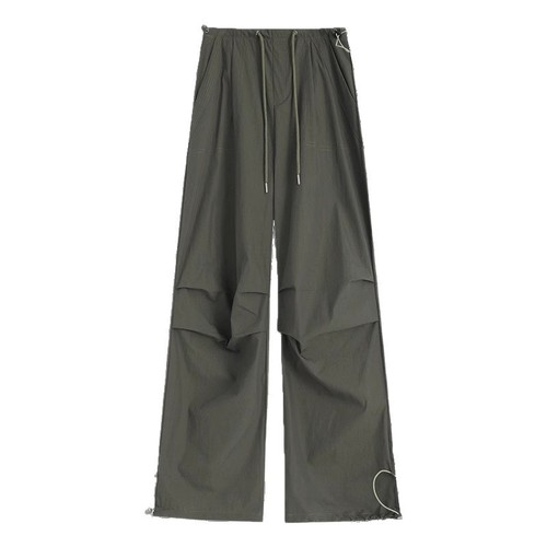 American Retro Work Pants for Women - Summer High-Waisted Wide Leg Casual Loose Slimming Military Green Quick-Drying Sports Pants