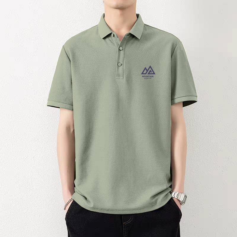 Men's quick-drying ice silk short-sleeved polo shirt, 2025 summer thin casual business high-end top, men's t-shirt