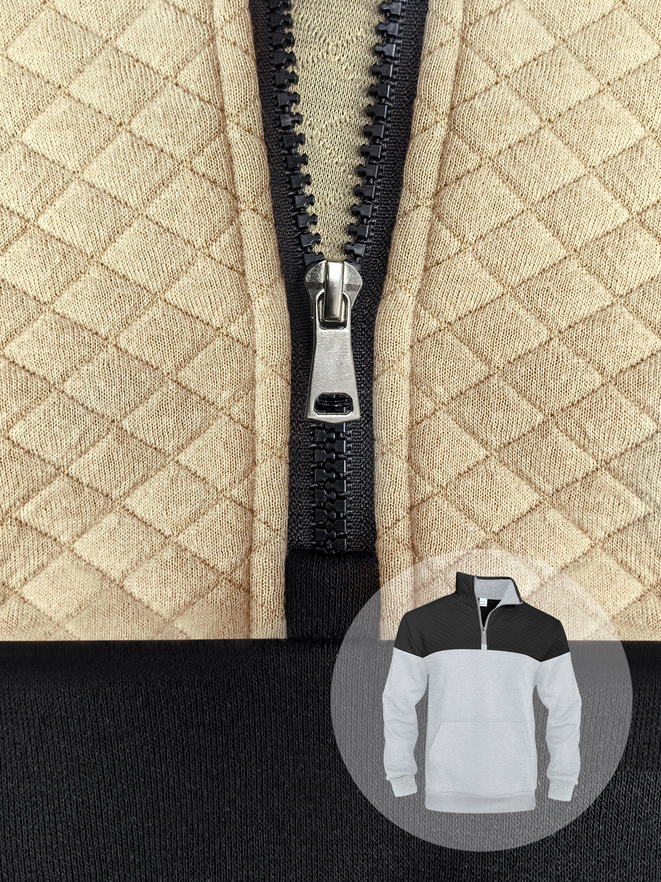 Sweatshirt Pour Homme À Col Montant Et Fermeture Éclair Gris_voghion.com