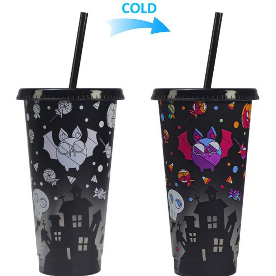Spot transfronterizo de 710ml taza de plástico de color frío de gran capacidad PP taza de té con leche bebida fría con taza de paja con fábrica de inspección NBCU