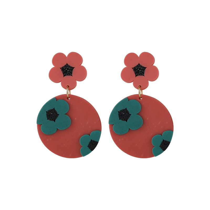 Fashion Style New Exaggerated Color Matching Flower Earrings display picture 9